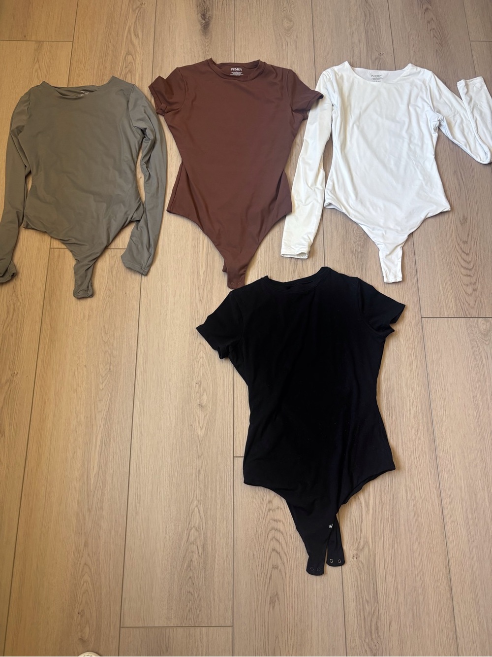 Pumiey lot of 4 Crew Neck Long Sleeve Bodysuit - Brown